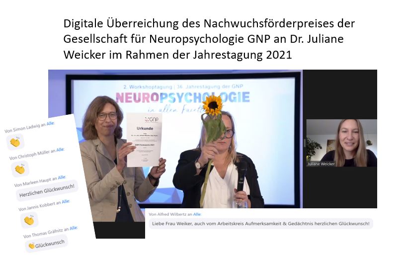 Dr. Juliane Weicker wurde mit dem Nachwuchsförderpreis der GNP 2021 ausgezeichnet. Wir gratulieren herzlich.