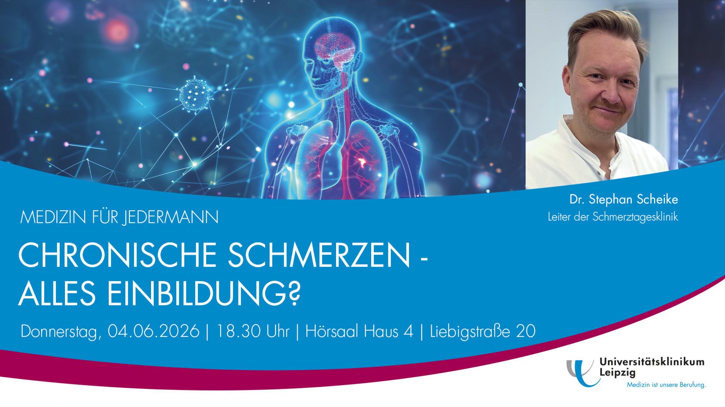In der UKL-Vortragsreihe "Medizin für Jedermann" spricht Dr. Stephan Scheike am 4. Juni über Behandlungsmöglichkeiten bei chronischen Schmerzen.