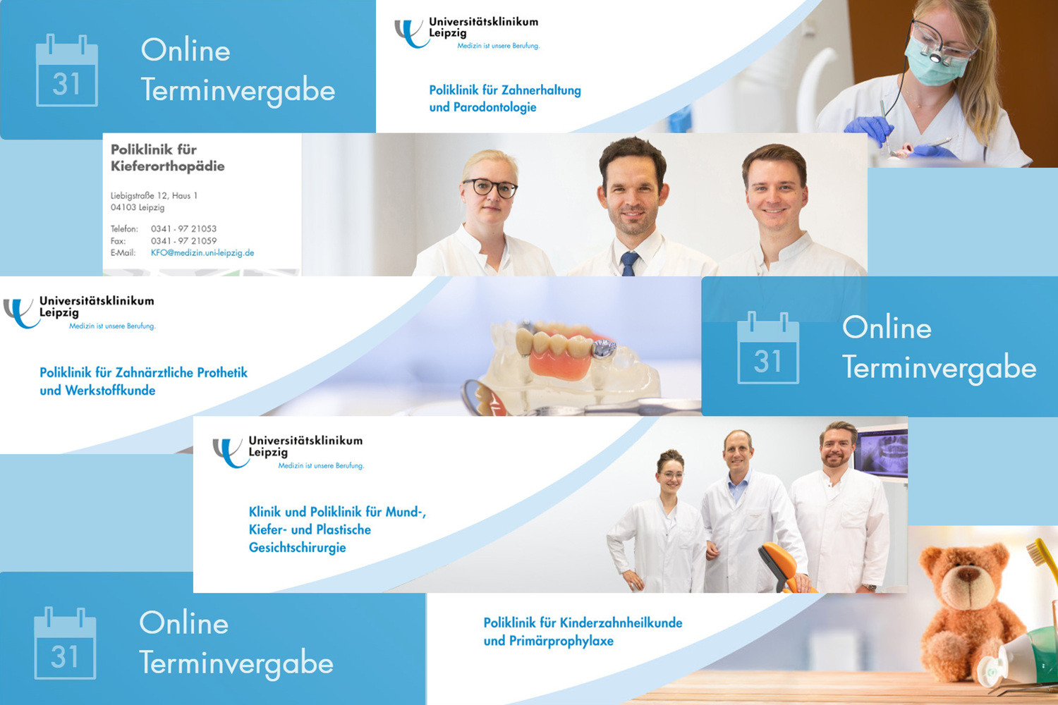 Ab sofort freigeschaltet: die Online-Terminvergabe an den fünf Kliniken und Polikliniken der Leipziger Universitätszahnmedizin.