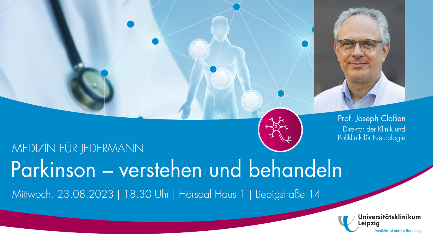Prof. Joseph Claßen, Klinikdirektor der UKL-Neurologie, spricht bei der nächsten Veranstaltung von "Medizin für Jedermann".